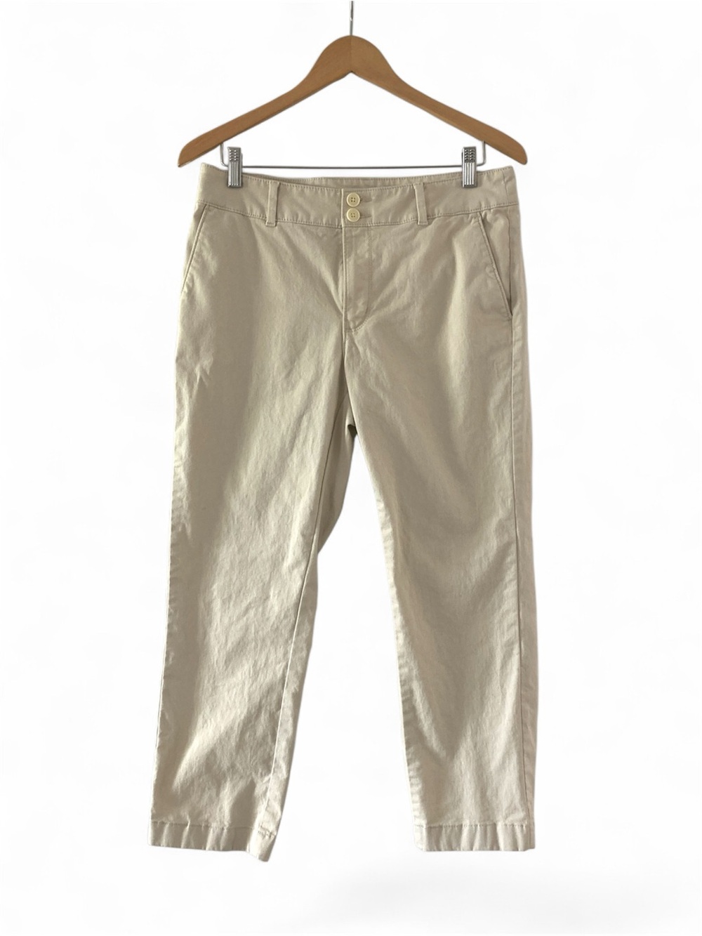 LOFT OUTLET 8 Petite Cropped Beige Ankle Pants